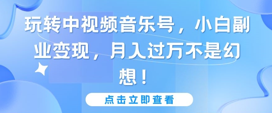 玩转中视频音乐号，小白副业变现，月入过万不是幻想_80楼网创