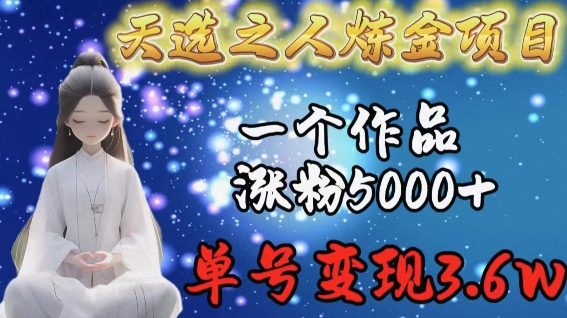 天选之人炼金项目，一个作品涨粉5000+，单号变现3.6w_80楼网创