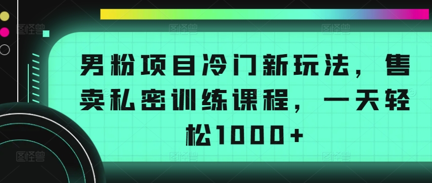 男粉项目冷门新玩法，售卖私密训练课程，一天轻松1000+_80楼网创