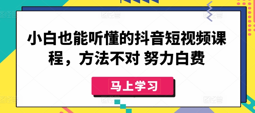 小白也能听懂的抖音短视频课程，方法不对 努力白费_80楼网创