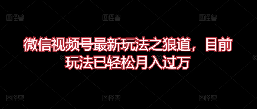 微信视频号最新玩法之狼道，目前玩法已轻松月入过万_80楼网创