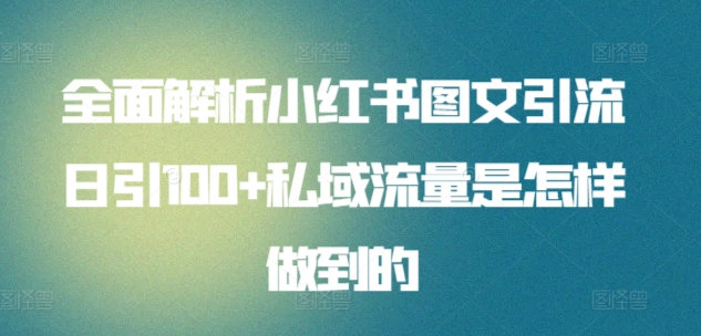 全面解析小红书图文引流日引100+私域流量是怎样做到的_80楼网创