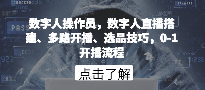 数字人操作员，数字人直播搭建、多路开播、选品技巧，0-1开播流程_80楼网创