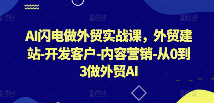 AI闪电做外贸实战课，​外贸建站-开发客户-内容营销-从0到3做外贸AI_80楼网创