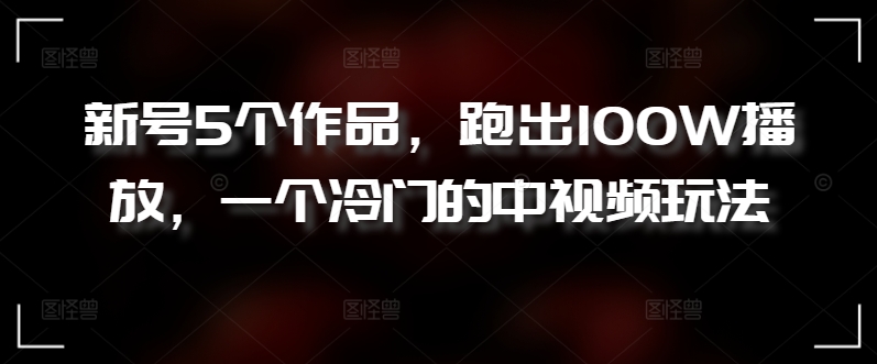 新号5个作品，跑出100W播放，一个冷门的中视频玩法_80楼网创