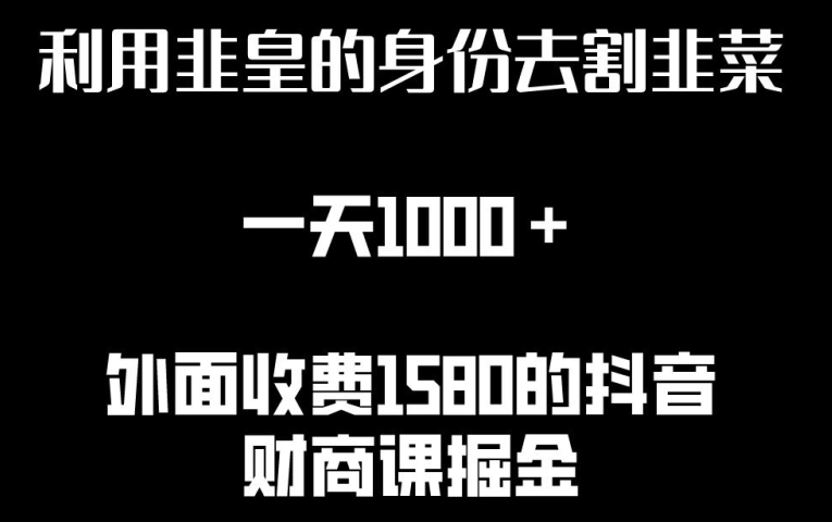 利用非皇的身份去割韭菜，一天1000+(附详细资源)_80楼网创