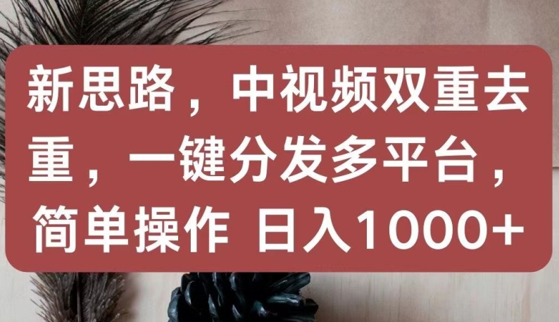 新思路，中视频双重去重，一键分发多平台，简单操作，日入1000+_80楼网创