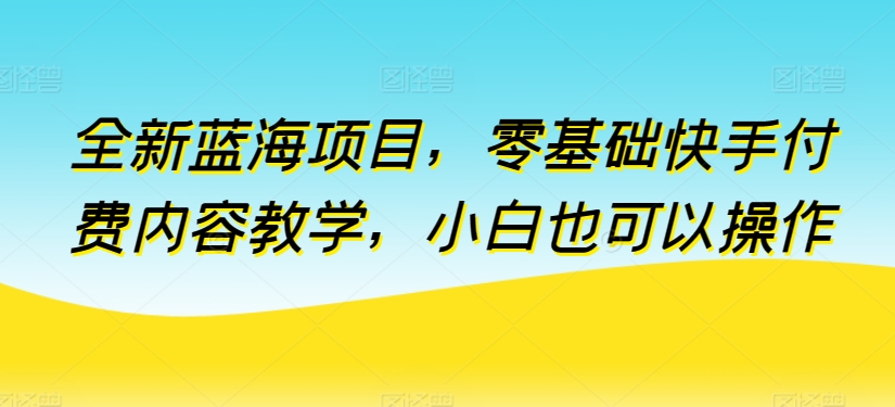 全新蓝海项目，零基础快手付费内容教学，小白也可以操作_80楼网创