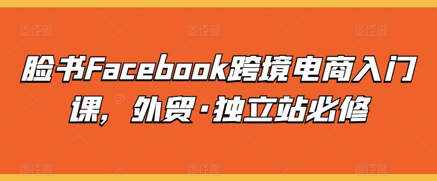 脸书Facebook跨境电商入门课，外贸·独立站必修_80楼网创