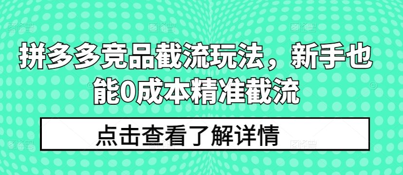 拼多多竞品截流玩法，新手也能0成本精准截流_80楼网创