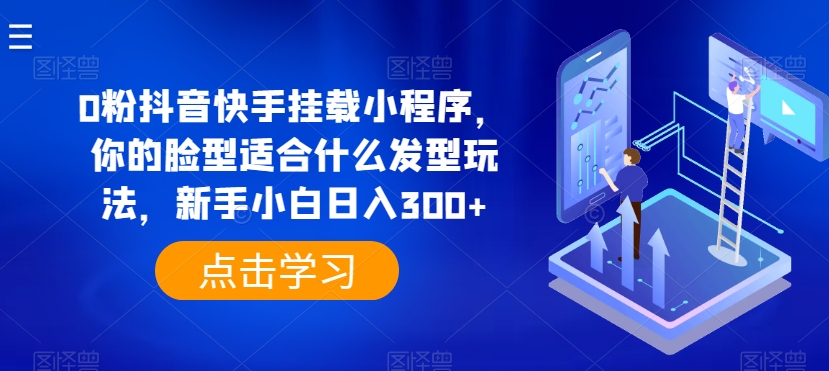 0粉抖音快手挂载小程序，你的脸型适合什么发型玩法，新手小白日入300+_80楼网创