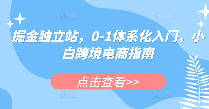 掘金独立站，0-1体系化入门，小白跨境电商指南_80楼网创