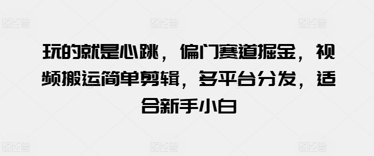 玩的就是心跳，偏门赛道掘金，视频搬运简单剪辑，多平台分发，适合新手小白_80楼网创