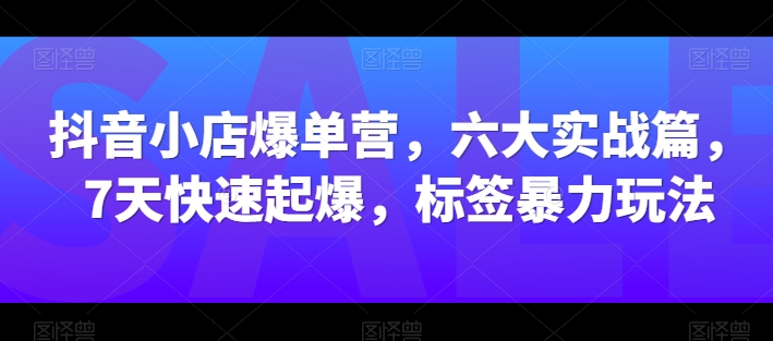 抖音小店爆单营，六大实战篇，7天快速起爆，标签暴力玩法_80楼网创