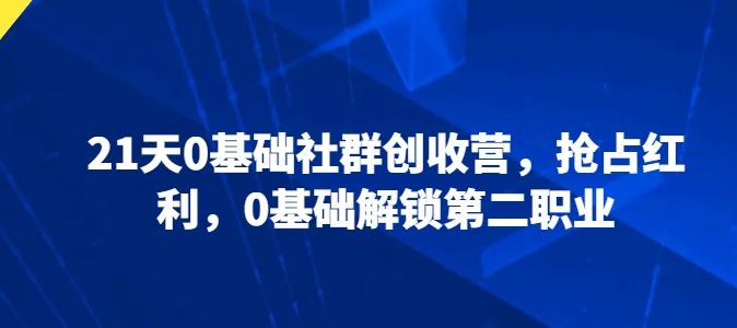 21天0基础社群创收营，抢占红利，0基础解锁第二职业_80楼网创