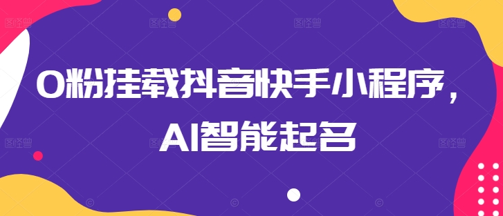 0粉挂载抖音快手小程序，AI智能起名_80楼网创