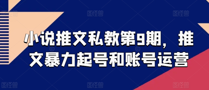 小说推文私教第9期，推文暴力起号和账号运营_80楼网创