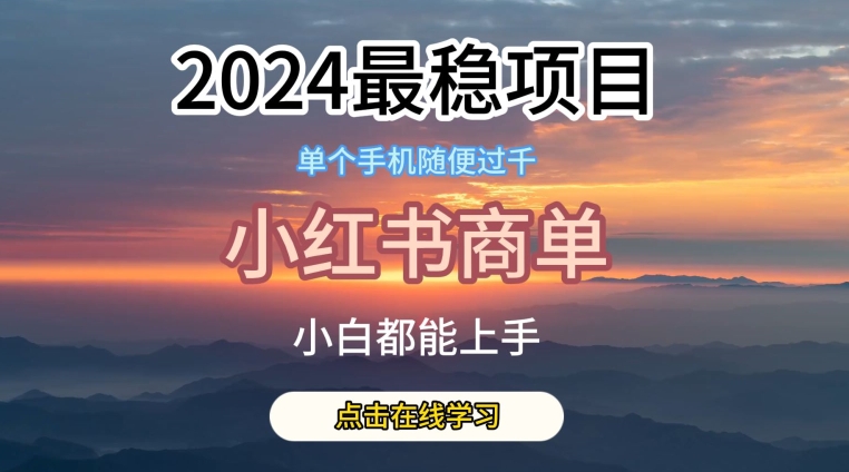 2024最稳蓝海项目，小红书商单项目，没有之一_80楼网创