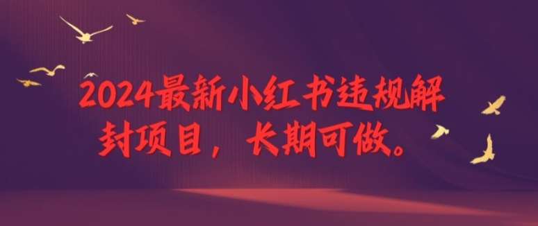 2024最新小红书违规解封项目，长期可做，一个可以做到退休的项目