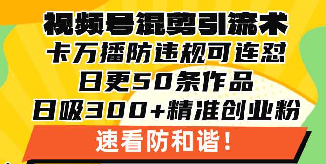 （13400期）视频号混剪引流技术，500万播放引流17000创业粉，操作简单当天学会