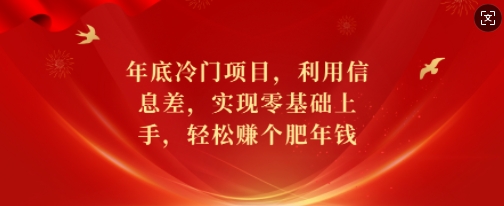 年底冷门项目，利用信息差，实现零基础上手，轻松赚个肥年钱