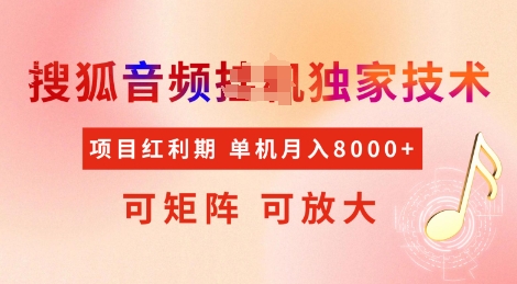 全网首发搜狐音频挂JI独家技术，项目红利期，可矩阵可放大，稳定月入8k